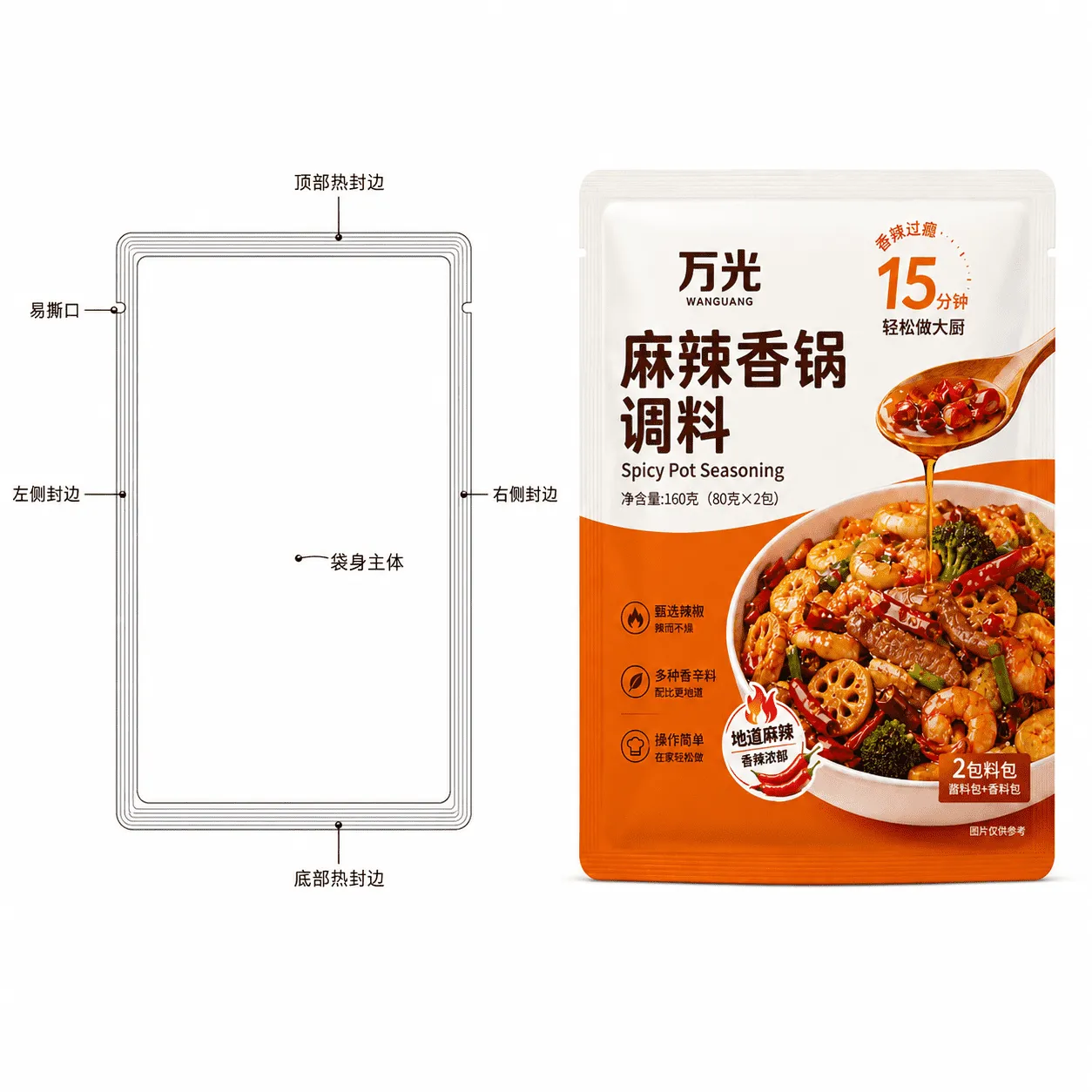 三边封调料袋二线稿