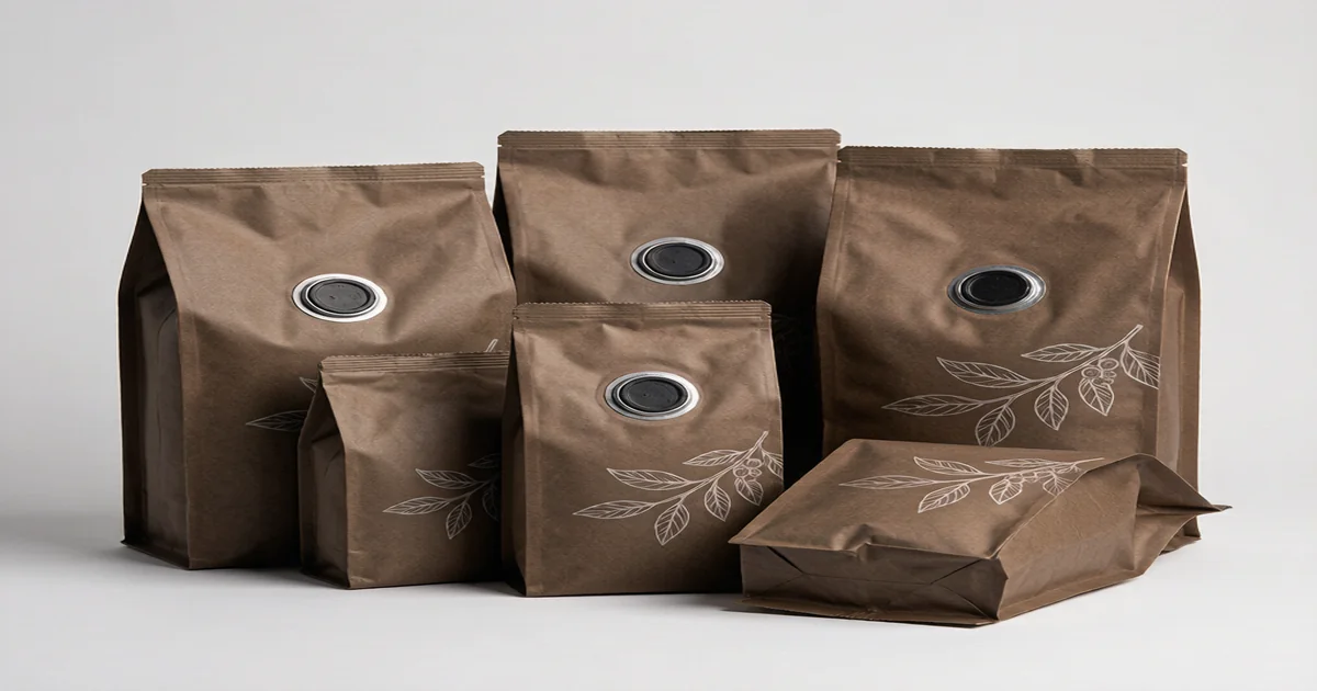 Coffee Bean Pouch Selection Guide - Coffee Bean Pouches with Coffee Cup Display