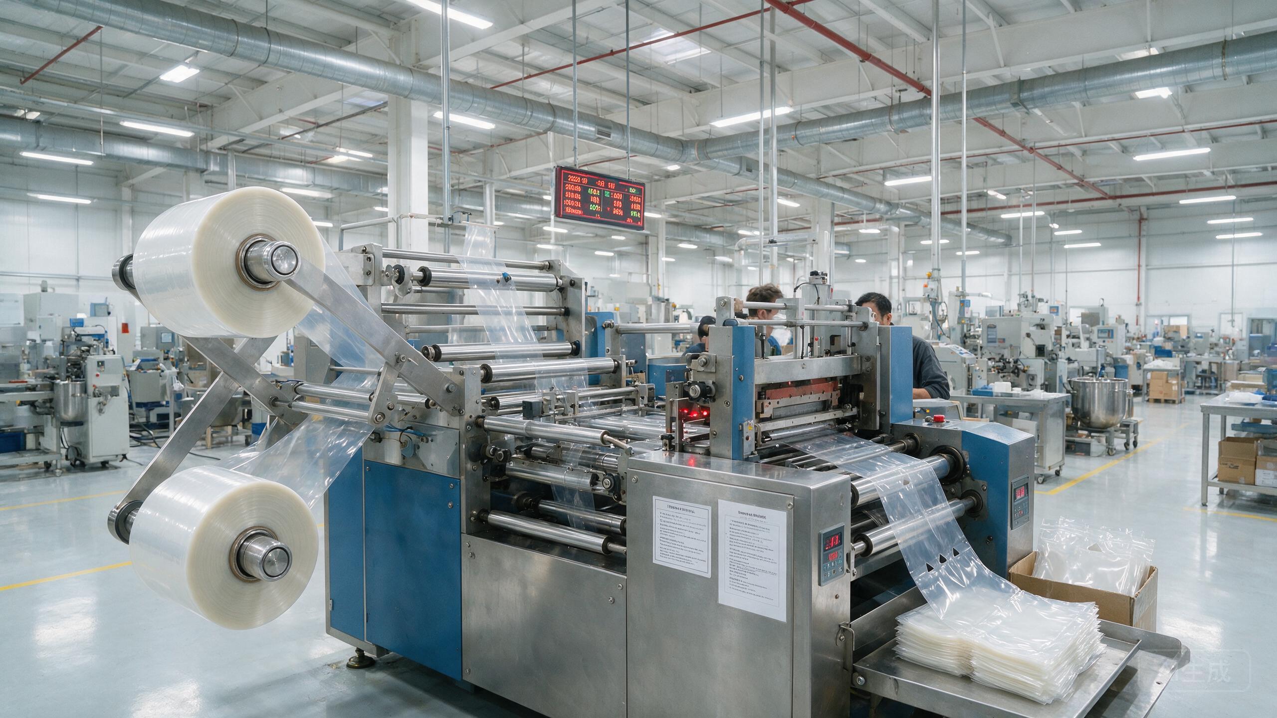 Live Shots of OMOPACK's New High-Speed Pouch-Making Production Line in a Modern Clean Workshop
