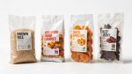 Comparison of common plastic packaging bag materials: LDPE, BOPP, PET, and Nylon showing different transparency and texture