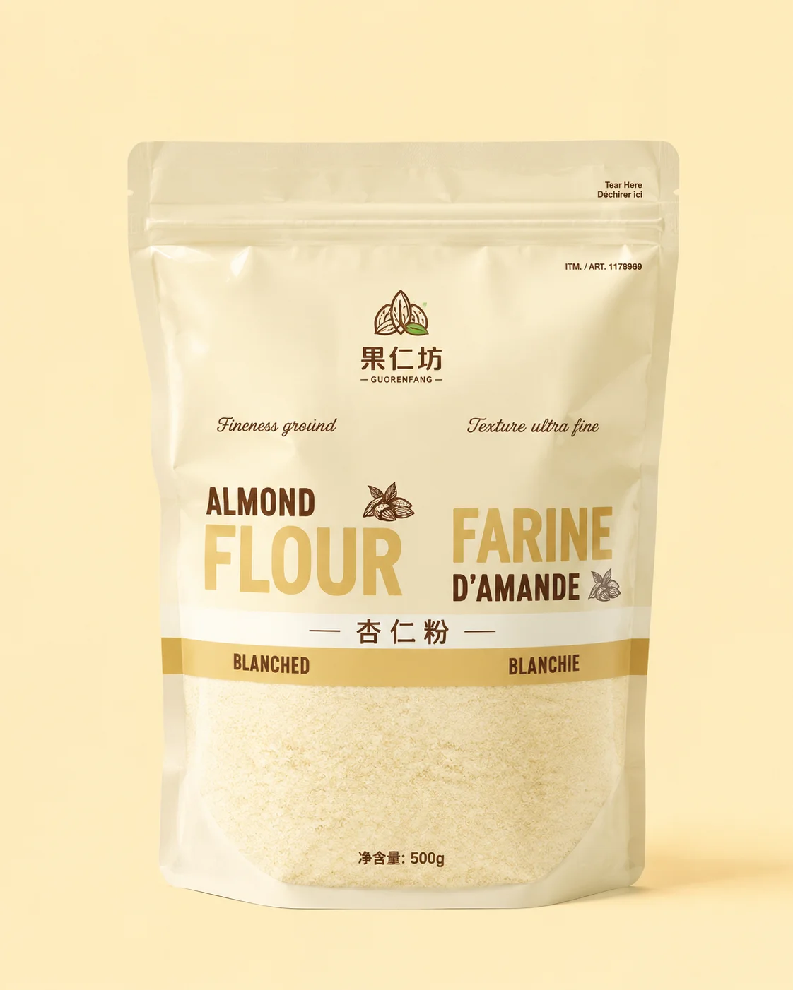 Almond powder in agricultural produce packaging