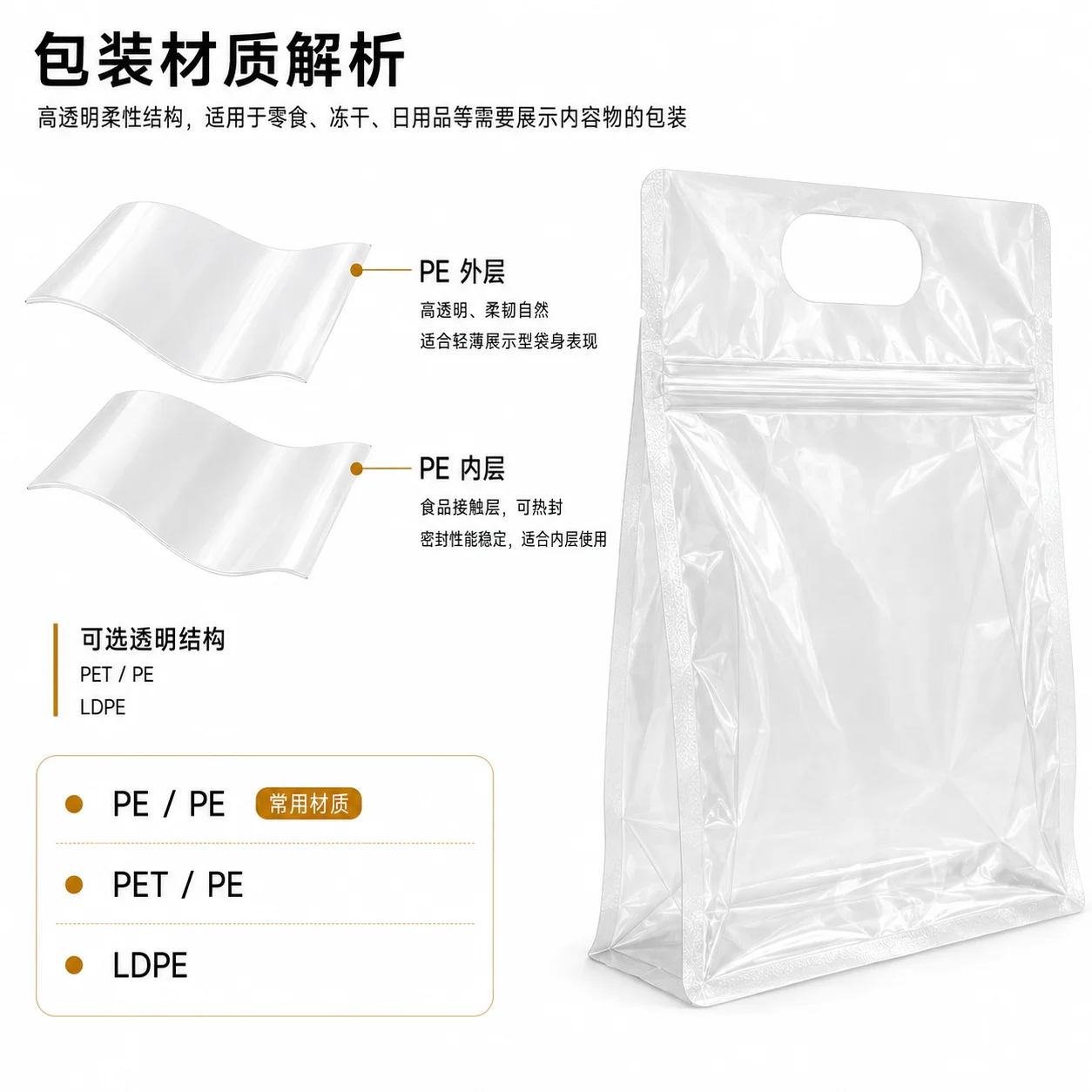 Transparent Handle General-Purpose Pouches: Food-Grade Flat Bottom Pouches in Large Stock - Image 5