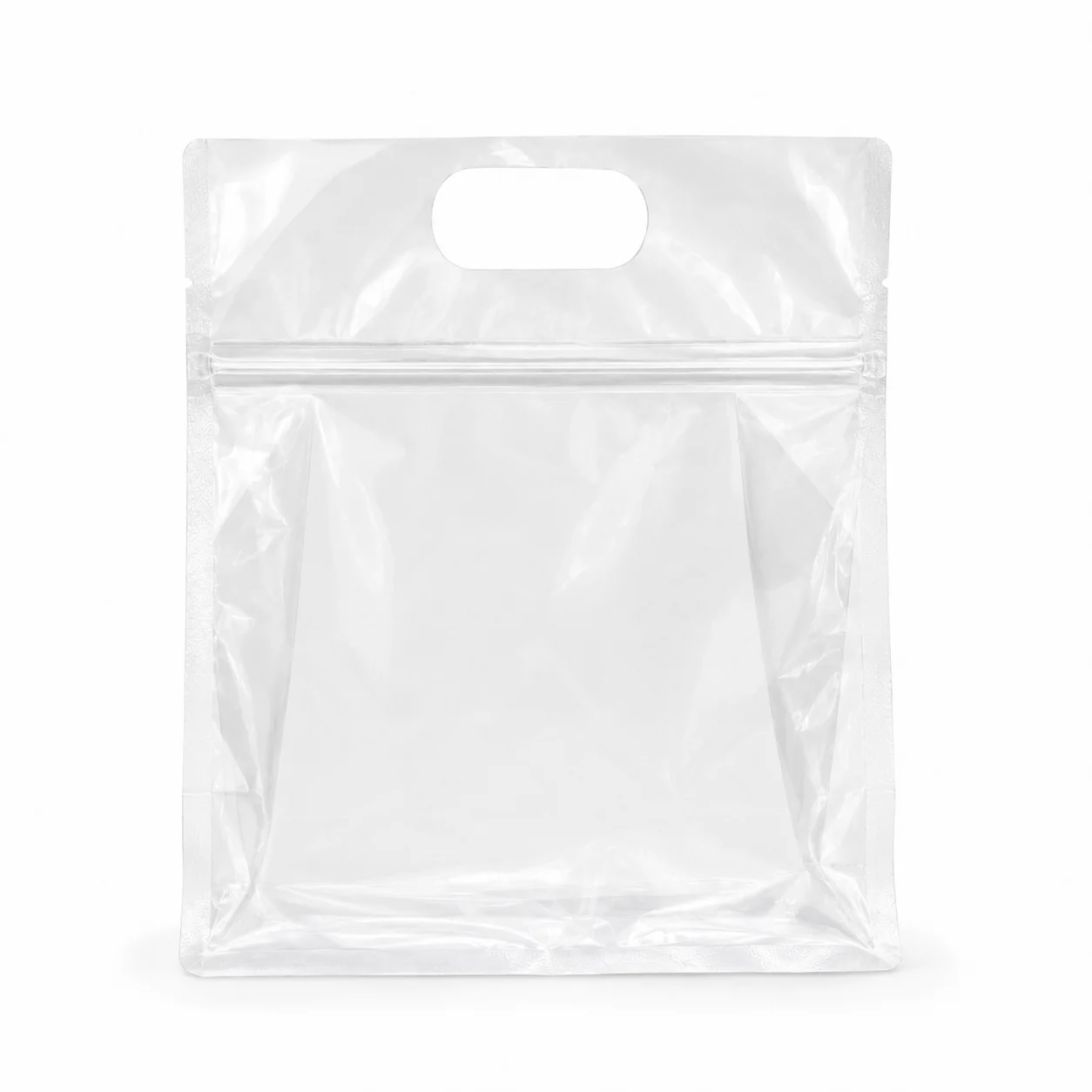 Transparent Handle General-Purpose Pouches: Food-Grade Flat Bottom Pouches in Large Stock