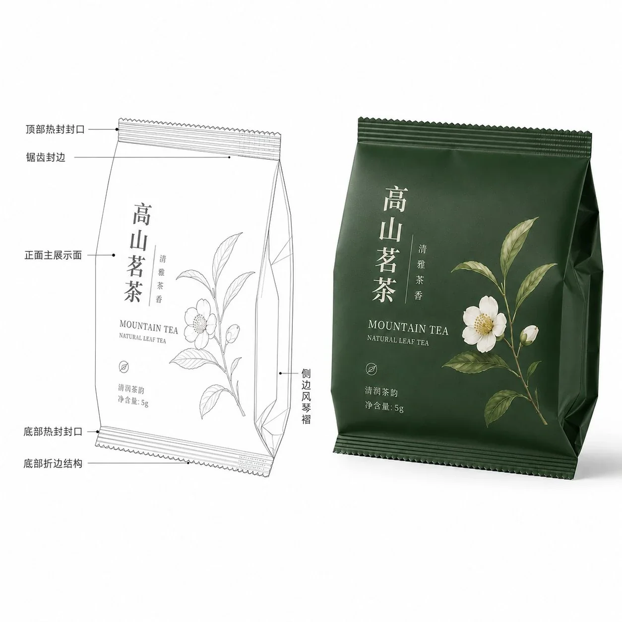 Tea Pouches, Custom Side Seal Gusset Pouches, Pouch for Snacks, Nuts, Candy, Chocolate and Coffee Beans - Image 5