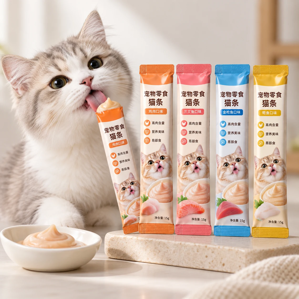 Cat treat stick packaging - application scene