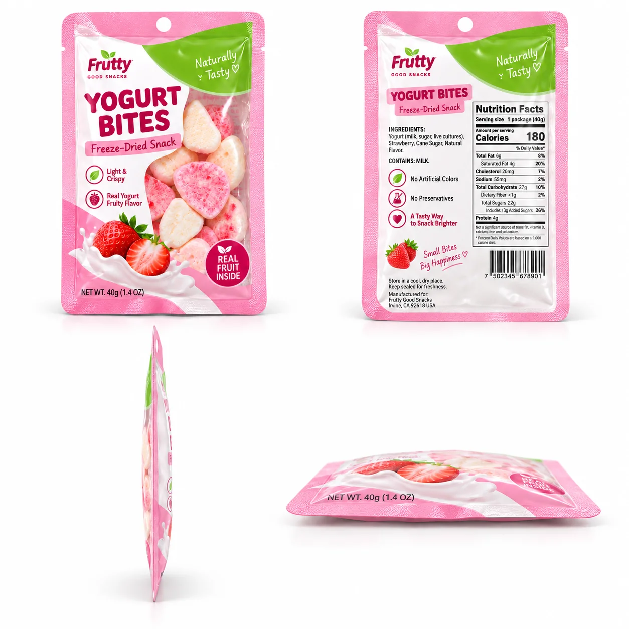 custom candy packaging multiple pouch views