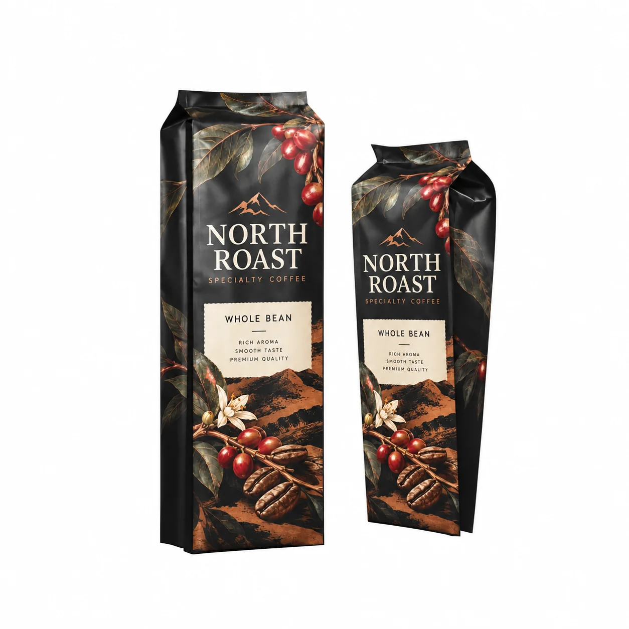 custom coffee bean packaging bags size range