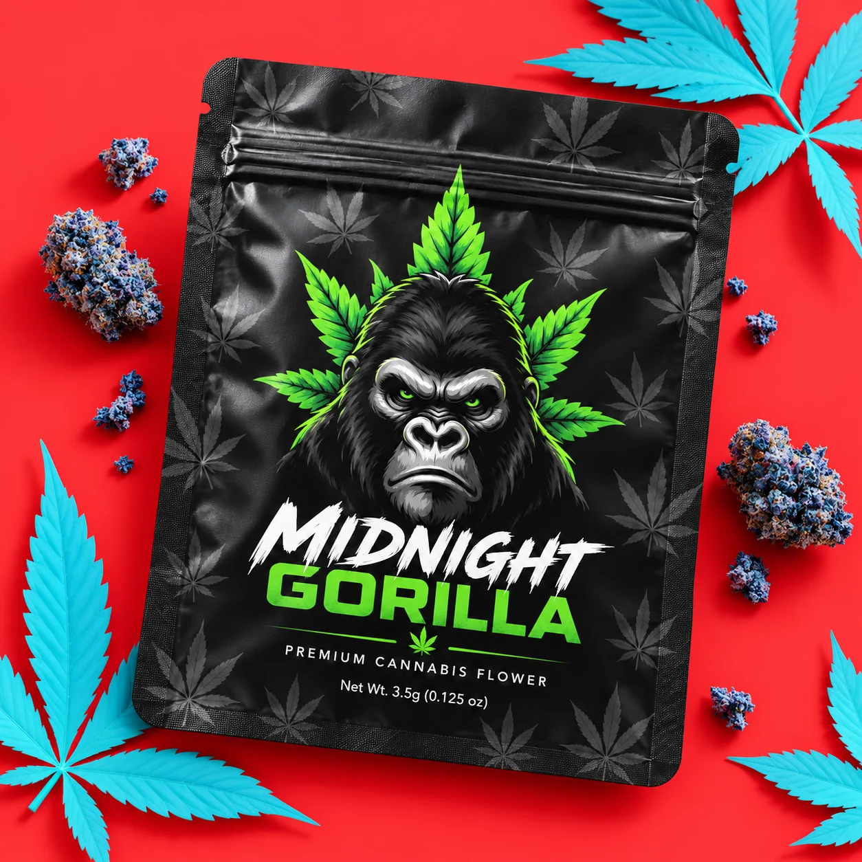Custom weed packs in use, filled and sealed zipper pouches for cannabis flower
