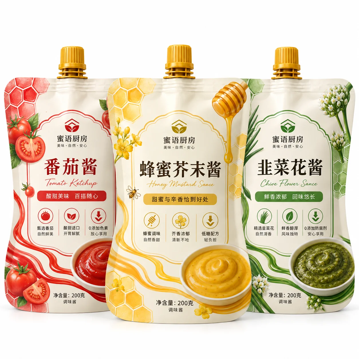 custom honey mustard sauce pouches printed sauce range