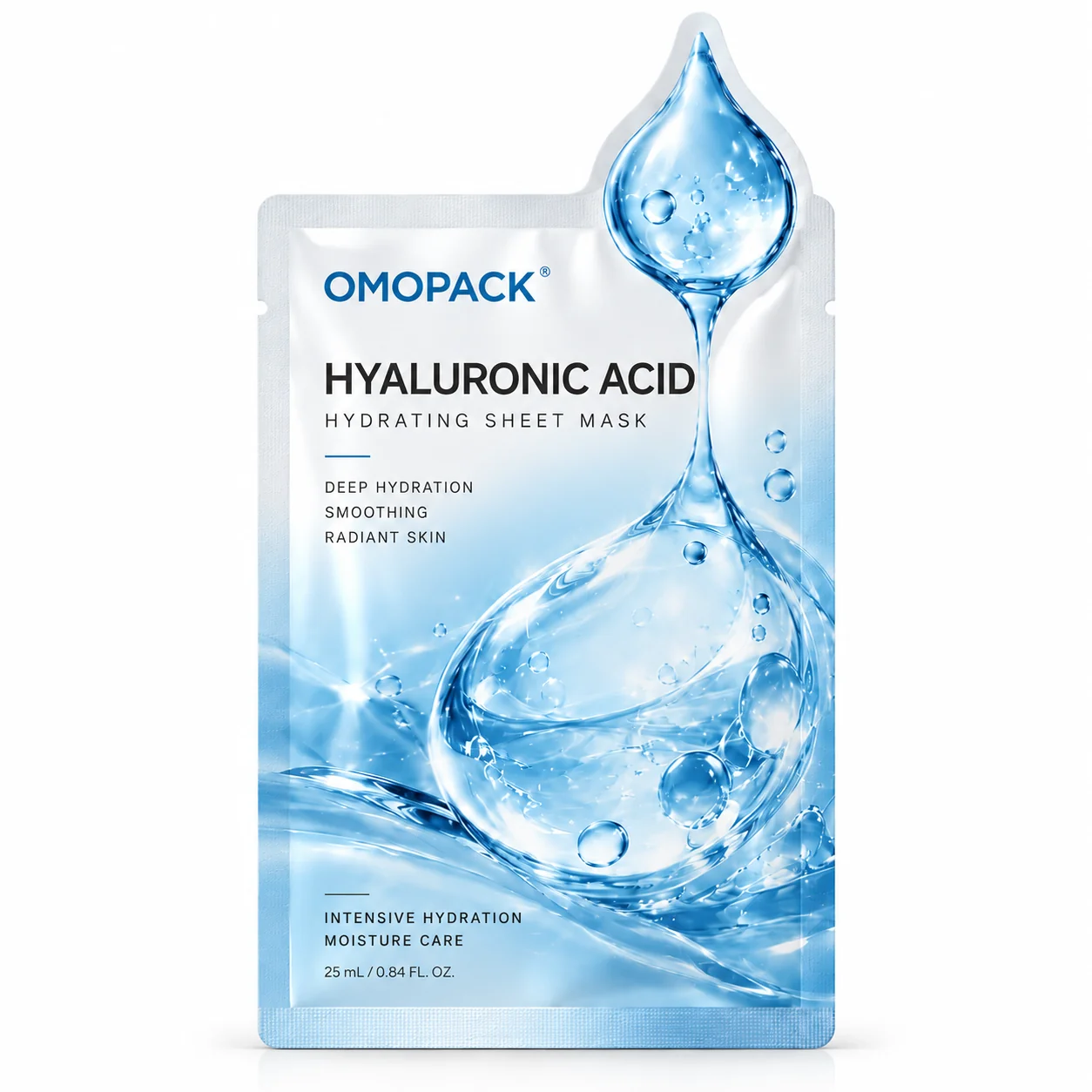 Custom water-drop shaped sheet mask pouch main view